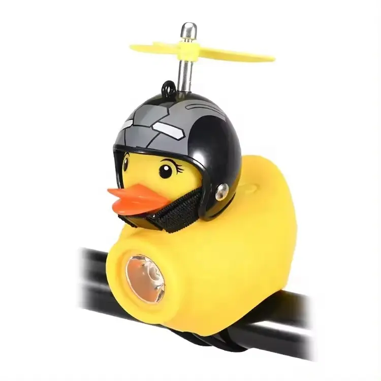 Ornamenti per auto con anatra gialla gadget per bici con eliche casco simpatico giocattolo di gomma anatra