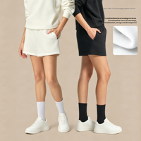Shorts de sport pour femme Tech Solid Coloured doublés polaire, style Hot Girl, coupe droite, courts, effet galbant