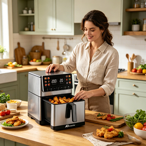 <span class=keywords><strong>Freidora</strong></span> de Aire Anbolife de Acero Inoxidable de 8L con Función de Calentamiento Superior e Inferior, Revestimiento Antiadherente LFGB y FDA, Pantalla LED con Pantalla Táctil - Product Image 6