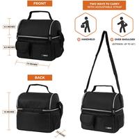 Sac isotherme de pique-nique personnalisé à double compartiment, grande capacité, imperméable, écologique, avec fermeture éclair et bandoulière, pour 2 personnes