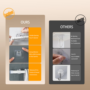 Vente en gros de 2 clips de tringle à <span class=keywords><strong>rideau</strong></span> en plastique transparent-<span class=keywords><strong>support</strong></span> de tringle à <span class=keywords><strong>rideau</strong></span> auto-adhésif sans perçage pour la maison cuisine salle de bain - Product Image 5