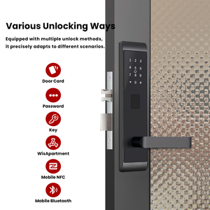 Serrure de porte intelligente pour hôtel, serrure numérique électronique à clé, contrôle à distance par application, serrure à carte RFID, étanche, noire, haute sécurité, CNC - Product Image 4