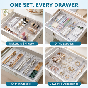 Tongling Transparentes PET-Aufbewahrungsset Stapelbare Modulare Behälter und Schubladen für Küche, Bad, Schminktisch, Büro und Kleiderschrank - Product Image 4
