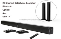 Barre de son haut-parleur détachable, sans fil, bluetooth v5.0, pour tv, avec entrée optique, télécommande