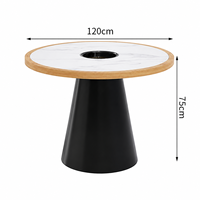 Canapés de restaurant ovales modernes et durables en cuir 6 places avec plateau en bois pour la restauration commerciale et les cafés-barbecues