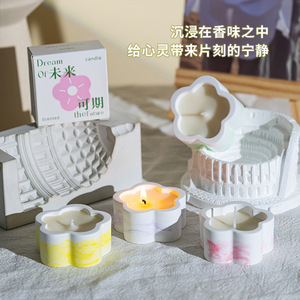 Northern Mu Petal Shaped Scented <b>Candle</b> Soy Wax Hand Casting Home Fragrance Decorative Gift - Product Image 3