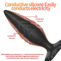 Stimulateur de Prostate Électrique à Impulsions, Plug Anal en Silicone avec Perles, Masseur de Prostate, Plug Anal 100% Étanche pour Adultes