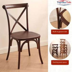 Chaise d'extérieur en métal et rotin tressé, style vintage moderne, avec piètement en X, pour salle à manger, restaurant et café - Product Image 4