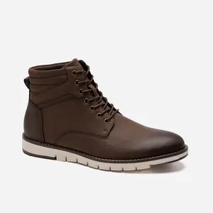 Bottes en cuir élégantes de créateur de mode à logo personnalisé avec bottines en cuir noires pour hommes