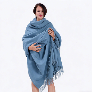 Sciarpa/Scialle in Lana Merino Intrecciata a Quadri Calda e Accogliente, Prodotta Direttamente dal Produttore TAIFU, Ideale per <span class=keywords><strong>il</strong></span> Book Club, con Frange - Product Image 2