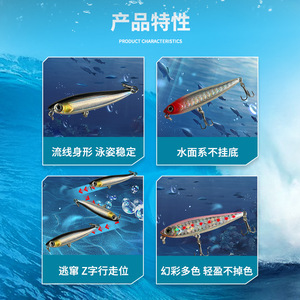 <span class=keywords><strong>Leurre</strong></span> pêche appât Surface flottant Micro chien 5.5cm 3.2g longue coulée crayon <span class=keywords><strong>leurre</strong></span> basse perche Mandarin poisson Topmouth Culter - Product Image 5