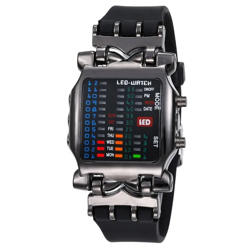 Wholesale Luxury Matrix men Wristwatch led montre-bracelet Fashionable crab Casual binary Digital Electronic Watch