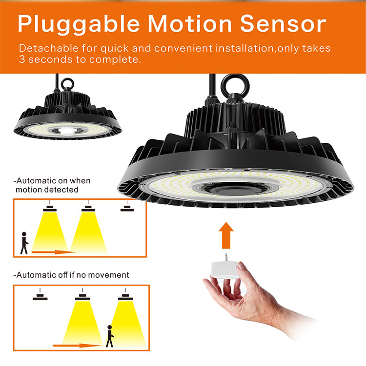 NEW pluggable sensor UFO led high bay light 150W 200W UFO high bay light smart mobile control design