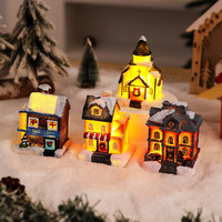 Cadeaux de Noël 2026, décorations de Noël, ensemble de village de Noël éclairé par LED, ornements avec figurines, maison en résine bonhomme de neige