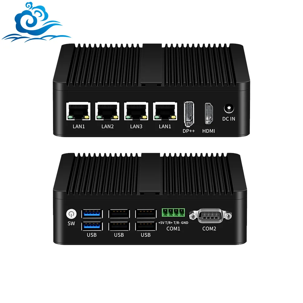 Intel N100 Firewall Pc 4 I225 2.5G Ethernet Usb Rs232 Rs485 Linux Ubuntu Computer Fanless Mini Zachte Router