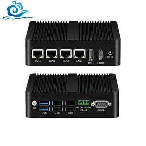 Intel N100 Tường Lửa PC 4 I225 2.5G Ethernet USB RS232 RS485 Linux Ubuntu Máy Tính Không Quạt Mini Mềm Router