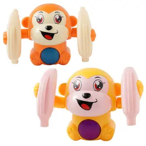 Dublör haddeleme maymun oyuncak yenilik ve komik çocuk oyuncak müzik ile parlayan oyuncak