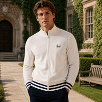 Fabricant de pulls, logo personnalisé, col roulé, tricot épais côtelé, vêtements d'hiver en laine et nylon, cardigan à fermeture éclair marron pour homme