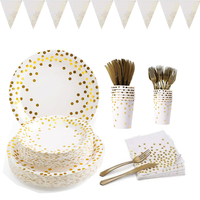 Ensemble de vaisselle d'anniversaire bleu or pour mariage décorations de fête décorations de vacances décorations festives ensemble de vaisselle de fête pour événements