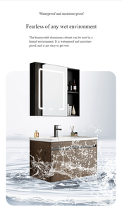 Tocador de <span class=keywords><strong>baño</strong></span> <span class=keywords><strong>con</strong></span> una <span class=keywords><strong>encimera</strong></span> de cerámica flotante integrada <span class=keywords><strong>con</strong></span> un <span class=keywords><strong>lavabo</strong></span> <span class=keywords><strong>y</strong></span> un tocador de <span class=keywords><strong>baño</strong></span> de piedra - Product Image 3