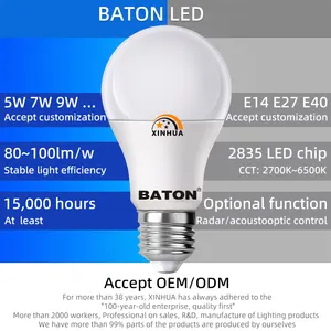 Baton A60 Bóng đèn 12V LED ánh sáng cho ngôi nhà