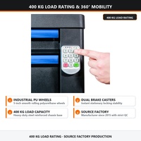 Armoire à outils mobile intelligente en acier, 8 tiroirs, avec serrure de sécurité numérique, éclairage LED intégré, porte-cintres et compartiment latéral, OEM