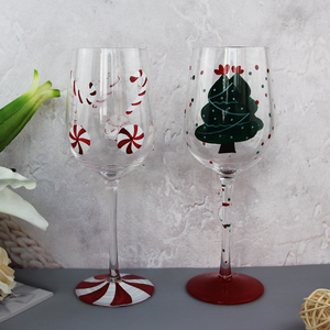 <span class=keywords><strong>Verre</strong></span> à vin <span class=keywords><strong>de</strong></span> Noël à motif d'arbre peint pour la table <span class=keywords><strong>de</strong></span> dîner des fêtes, verrerie <span class=keywords><strong>de</strong></span> service pour bar à domicile, gobelets avec canne en sucre pour les fêtes - Product Image 5
