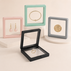 Caja de Embalaje para Joyería con Marco Flotante 3D, Estuche de Suspensión con Película de PE, Almacenamiento Antioxidante para Anillos, Aretes, Gemas, Collares - Product Image 2