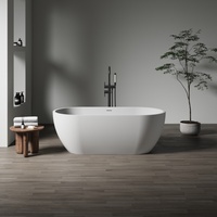 Baignoire autoportante en résine de pierre, surface solide, style minimaliste moderne, pour projets d'appartements, qualité supérieure, fourniture de salle de bain sans joint