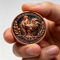 Pièce de monnaie de 1 once AVDP en cuivre fin .999, motif Coq Français, pièce ronde de la République Française, objet numismatique de collection pour les passionnés d'histoire de la France