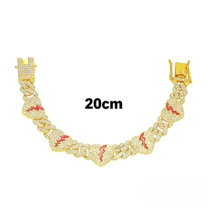 New Hot Selling Simple Design Heart Shape Chain Bracelet Street Hiphop Style Men's Alloy Chain Bracelet Wholesale Jewelry Trendy - Product Image 5