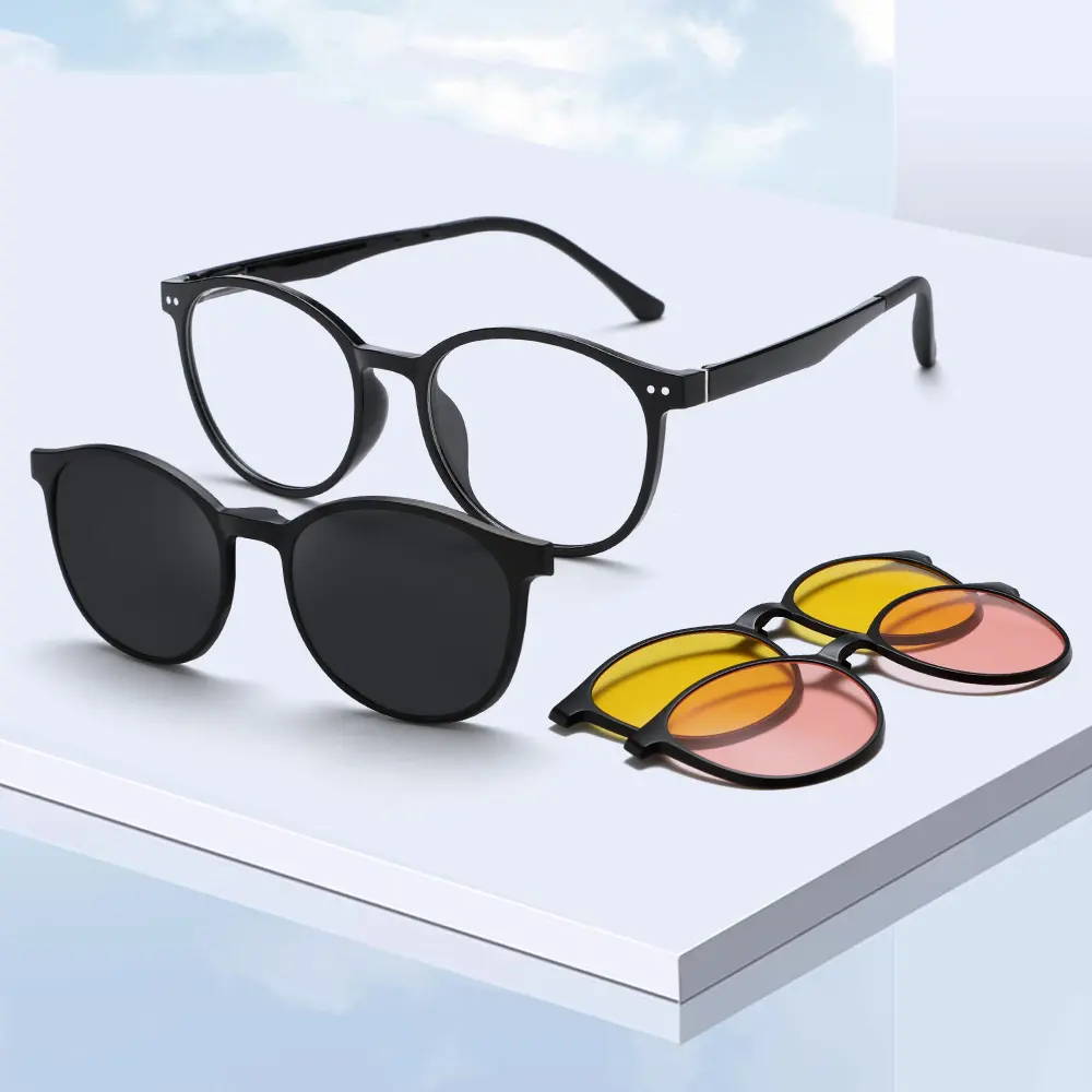 फैशन TR90 चुंबकीय ध्रुवीकृत क्लिप-ऑन चश्मा रेट्रो गोल ऑप्टिकल प्रिस्क्रिप्शन चश्मा फ्रेम पुरुष और महिलाएं 6218