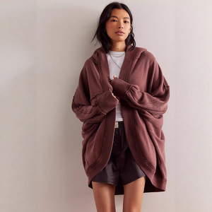 Felpa sportiva Vintage con cappuccio alla moda Cardigan Casual manica a pipistrello <span class=keywords><strong>giacca</strong></span> da donna - Product Image 2