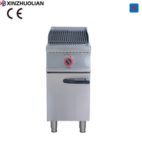 Barbecue commercial autoportant en acier inoxydable avec rôtissoire à pierres de lave et meuble de rangement