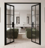 Porte intérieure moderne en verre et fer noir sur mesure de haute qualité pour maisons