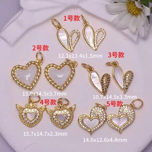 Pendentif Cœur en Nacre Plaqué Or 18 carats, Composants de Bijoux DIY pour Collier Bracelet, Vente en Gros - Product Image 3