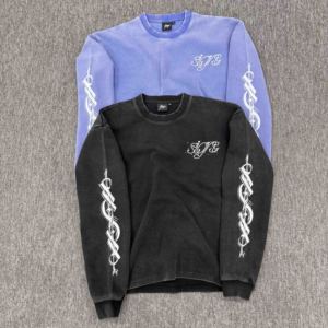 Luxury Wholesale Vintage Washed <strong>Waffle</strong> Long Sleeve T-<strong>shirt</strong> 260 Gsm Custom Logo T <strong>Shirt</strong> for Unisex - Product Image 1