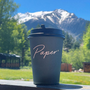 Bicchiere di Carta Personalizzato con Logo Stampato e Coperchio Antigoccia, Tazza Usa e Getta <span class=keywords><strong>per</strong></span> Bevande Calde e Fredde e Succhi - Product Image 1