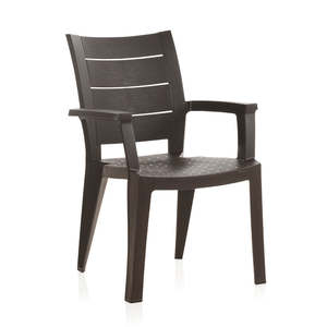 Set di 4 Sedie da Giardino Impilabili in Polipropilene di Alta Qualità con Braccioli, Stile Contemporaneo, per Giardini e Sale da Pranzo - Product Image 1