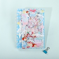 Carnet créatif A7 DIY avec paillettes, thème Cinnamoroll, en acrylique, à feuilles mobiles
