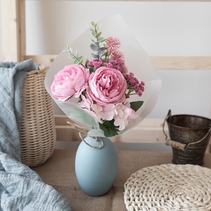 CallaFloral Ramo de Rosas Artificiales en Cesta Tejida Rosa, Decoración para Bodas y Hogar CF01100 - Product Image 2