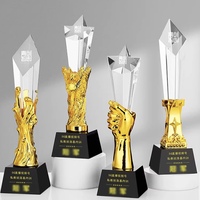 Trophée de cristal K9 de luxe personnalisable gravé en forme de tête d'étoile et contenu de base différent