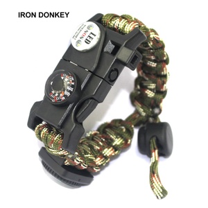 Irondonkey ngoài trời đa chức năng khẩn cấp ô dây dẫn ánh sáng Vòng đeo tay ngoài trời giúp điều chỉnh vòng đeo tay còi SOS công cụ - Product Image 1