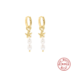 ROXI 2021 NOUVEAU Boucles d'oreilles pendantes en laiton, style français, luxe léger, rétro, mode, perle, étoile de mer - Product Image 4