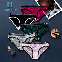 Slip Bikini Floreale Ricamato in Pizzo a Vita Bassa Trasparente Sexy da Donna con Elastico Sottile e Traspirante