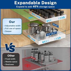 Organizador de Gabinete Extraíble, Cajones Deslizantes Resistentes y Expandibles, Estante Deslizable para Almacenamiento en Gabinetes de Cocina - Product Image 2