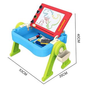 Papan gambar dua sisi magnetik multifungsi anak-anak, Kit pendidikan meja belajar meja dengan lampu musik - Product Image 6