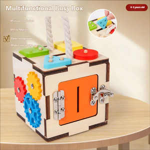 กล่องไม้มอนเตสซอรี่อเนกประสงค์ ฝึกจับคู่รูปทรง ฝึกทักษะการใส่เหรียญ <span class=keywords><strong>ของเล่น</strong></span>เสริมพัฒนาการสำหรับเด็ก - Product Image 2