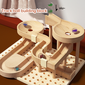 Ensemble de circuit de billes en bois de luxe éducatif à haut niveau de sécurité, jouets de construction pour l'éveil des enfants - Product Image 1