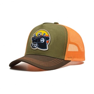 Casquette de camionneur pour homme à 5 panneaux, personnalisée, trois couleurs, motif en coton oblique, trou laser, broderie personnalisée du logo - Product Image 3